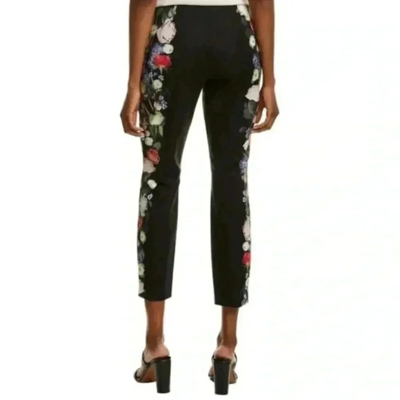 Ted Baker Baynar Kensington Floral Ankle Grazer Trouser Pants in Black size 2 - Picture 2 of 13